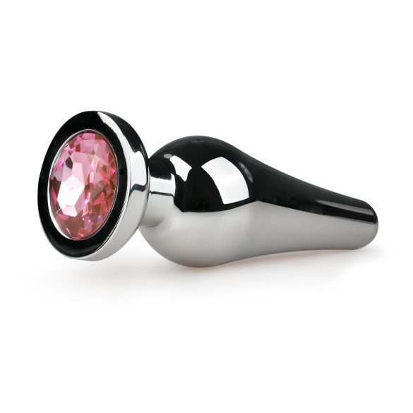 Easytoys Metal No.11 - Plug Anal Cónico con Gema Rosa - Plata (3,5 cm)
