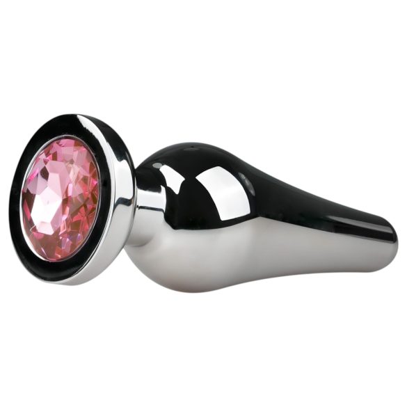 Easytoys - plug anal de metal con gema rosa - plateado 3,5 cm