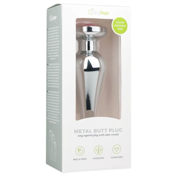 Easytoys - plug anal de metal con gema rosa - plateado 3,5 cm