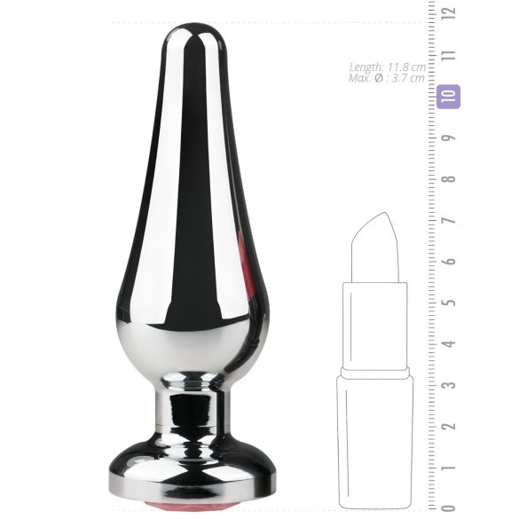 Easytoys - plug anal de metal con gema rosa - plateado 3,5 cm