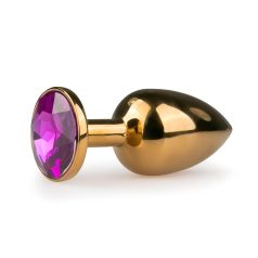   Easytoys Plug Anal Metálico No.1 - Con Piedra Violeta - Dorado (2,5cm)
