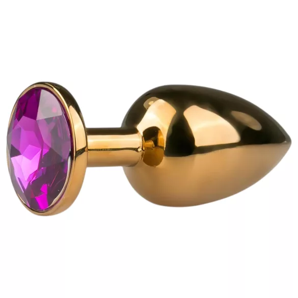 EasyToys Metal No.1 - plug anal de cono con piedra lila (dorado, 2,5 cm)