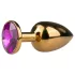 EasyToys Metal No.1 - plug anal de cono con piedra lila (dorado, 2,5 cm)