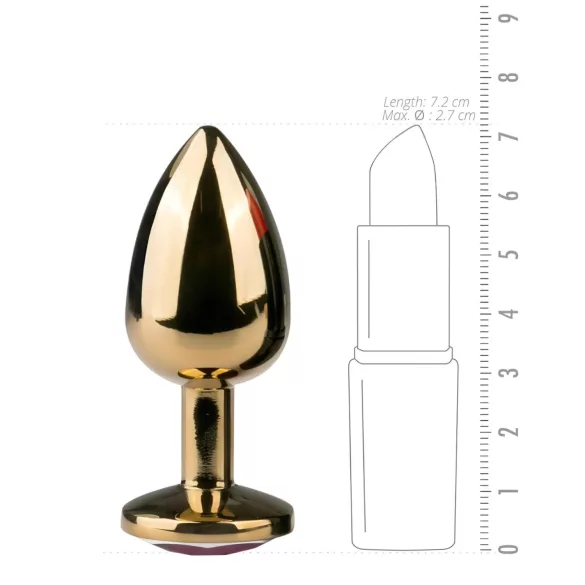 EasyToys Metal No.1 - plug anal de cono con piedra lila (dorado, 2,5 cm)