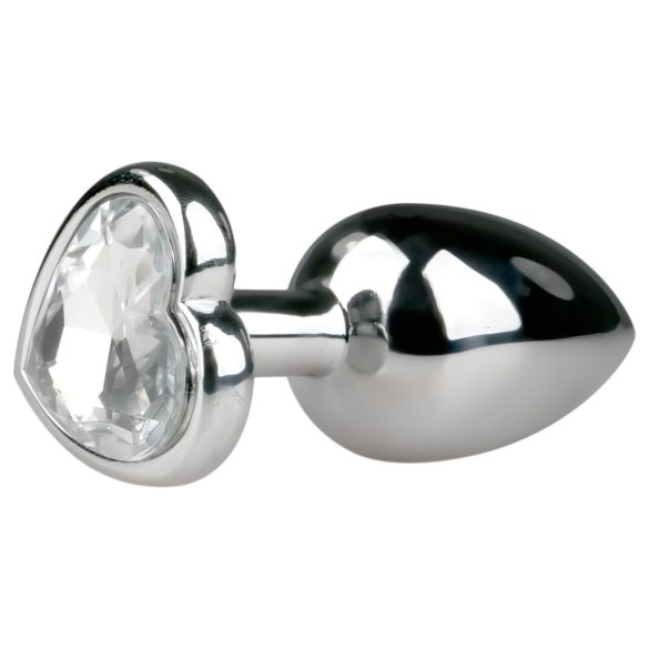 Easytoys - plug anal metálico - joya corazón - plata/blanco