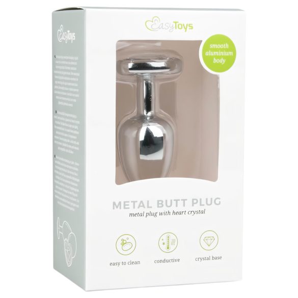Easytoys - plug anal metálico - joya corazón - plata/blanco