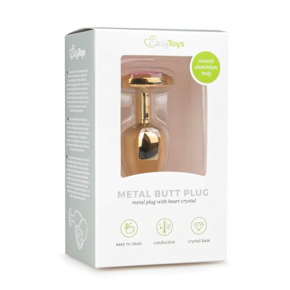 Easytoys - plug anal metálico - joya dorado/rosa - 2,5 cm