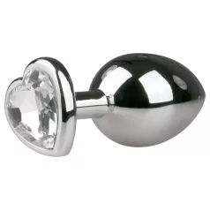 Easytoys - plug anal corazón piedra blanca - metal plateado
