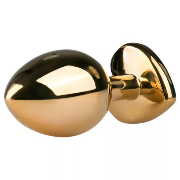 Easytoys Metal No.7 - plug anal cónico con piedra rosa - metal dorado 3 cm