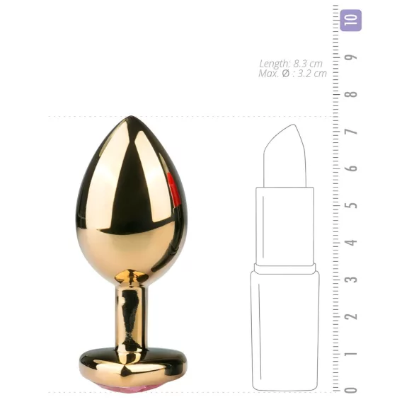 Easytoys Metal No.7 - plug anal cónico con piedra rosa - metal dorado 3 cm