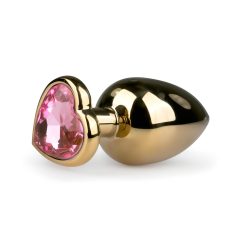   Easytoys Metal No.8 - plug anal con base corazón - oro-rosa (3,5 cm)