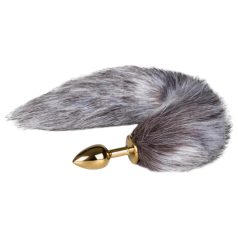 Easytoys Fox NO5 - Plug anal de metal con cola de zorro (dorado-plata)   Easytoys Fox NO5 - Plug anal de metal con cola de zorro (dorado-plata)