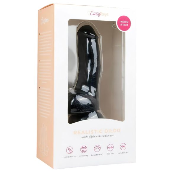 Easytoys - consolador con ventosa y testículos - silicona negra 15 cm
