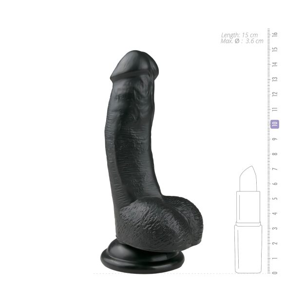 Easytoys - consolador con ventosa y testículos - silicona negra 15 cm