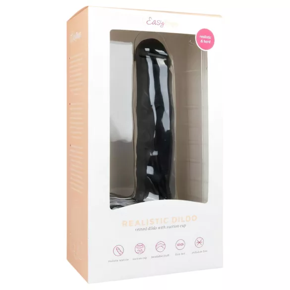 Easytoys - Consolador realista con testículos y ventosa - silicona negra 26,5cm