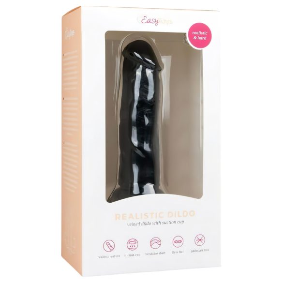 Easytoys - consolador realista con ventosa - silicona negra 15,5 cm