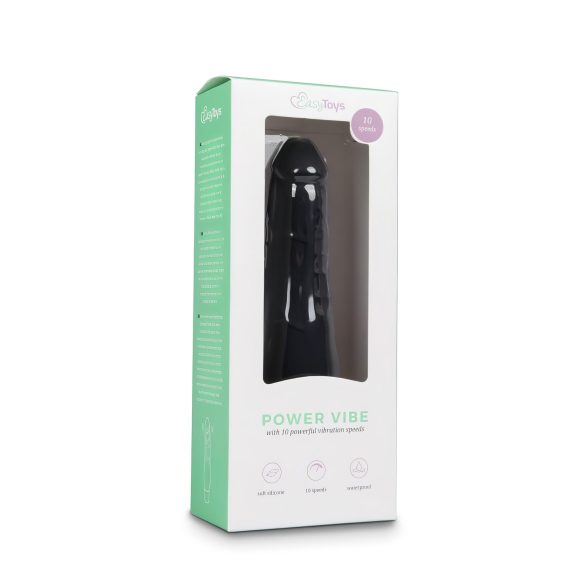 Easytoys Power Vibe - consolador vibrador silicona negro tamaño estándar