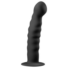 Easytoys Ribbed - Dildo anal con ventosa (14cm) - negro