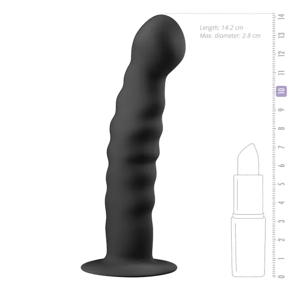 Easytoys Ribbed - dildo anal con ventosa - silicona negra 14cm