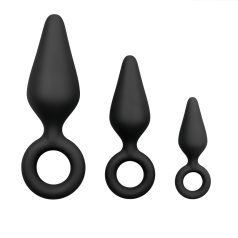 Easytoys - set de plug anal con anillos - 3 piezas (negro)