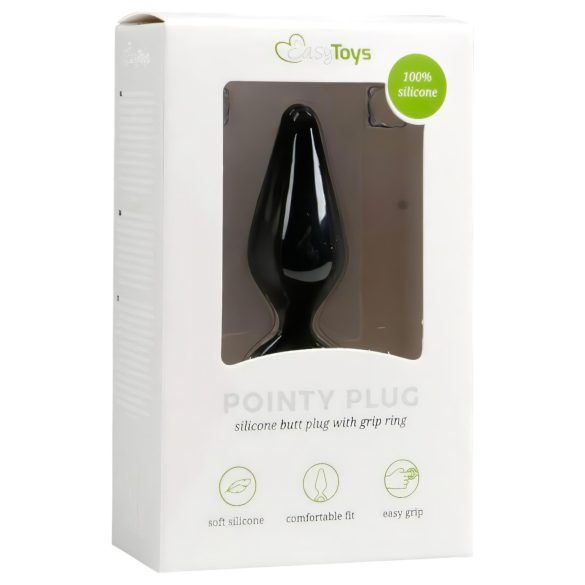 Easytoys - plug anal con anillo - tamaño mediano - negro