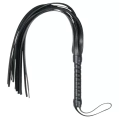 Easytoys - látigo flogger - suave cuero sintético - negro