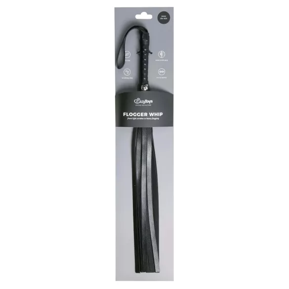 Easytoys - látigo flogger - suave cuero sintético - negro
