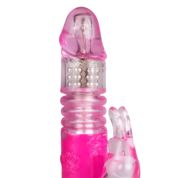 Easytoys Bunny - vibrador con movimiento de empuje - silicona rosa