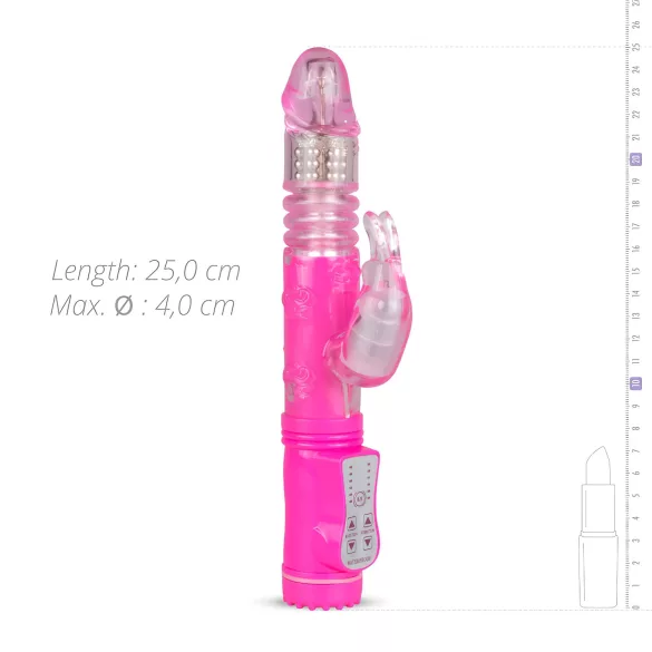 Easytoys Bunny - vibrador con movimiento de empuje - silicona rosa