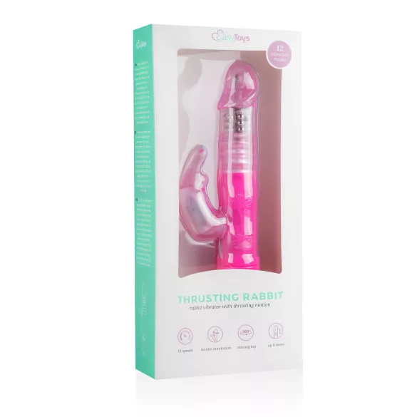 Easytoys Bunny - vibrador con movimiento de empuje - silicona rosa