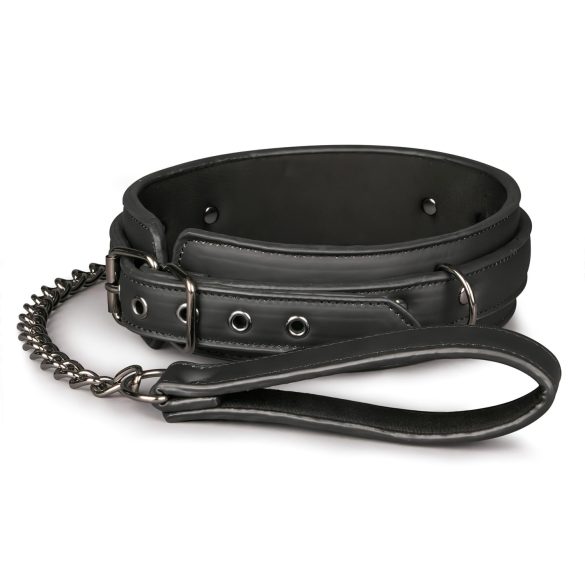Easytoys - collar y correa fetiche (negro)