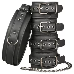 Easytoys - set de collar, esposas y tobilleras - negro