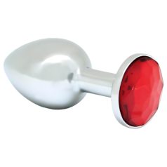 Rimba XS - Plug anal de metal con joya roja (plateado)
