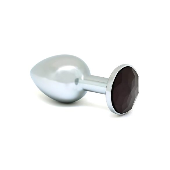 Rimba XS - plug anal de metal con piedras negras (plateado)
