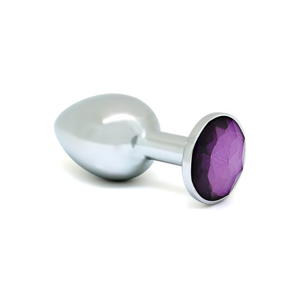 Rimba XS - Plug anal metálico plateado con piedra lila