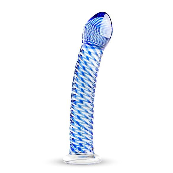 Dildo de Cristal Espiral Nº5 (Transparente-Azul)