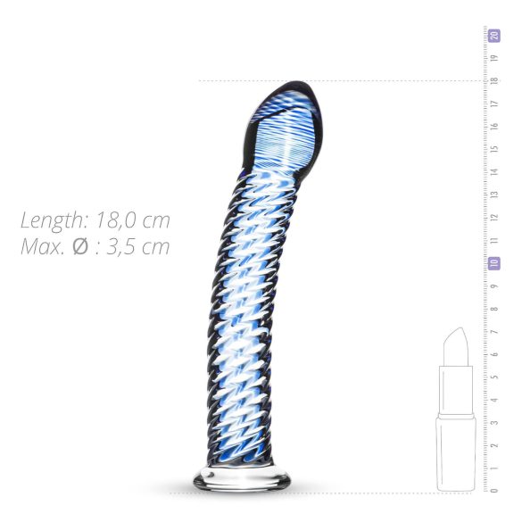 Gildo Glass No. 5 - dildo de vidrio espiral - transparente azul
