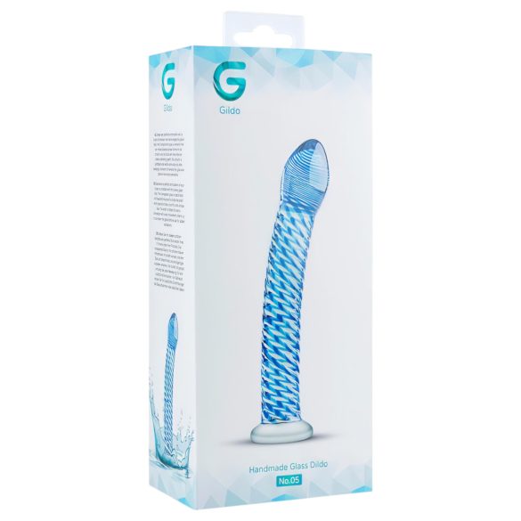 Gildo Glass No. 5 - dildo de vidrio espiral - transparente azul