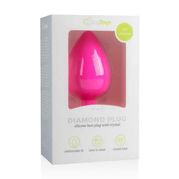 Plug Anal Grande con Diamante Blanco Easytoys - Rosado