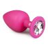 Easytoys Diamond - tapón anal rosa con piedras blancas (grande)