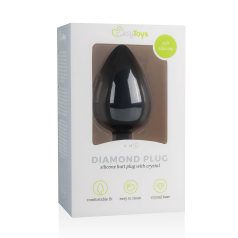 Easytoys Diamond - plug anal negro con joya grande blanca
