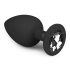 Easytoys Diamond - plug anal negro con joya grande blanca