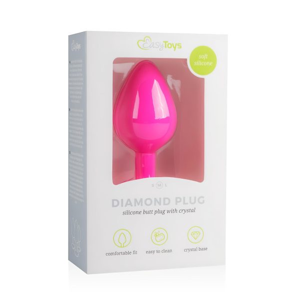 Easytoys Diamond - plug anal con piedra blanca (mediano) - rosa
