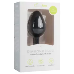   Easytoys Diamond - plug anal con gema blanca - tamaño mediano - negro