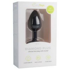   Easytoys Diamond - plug anal con joya pequeña - silicona negra