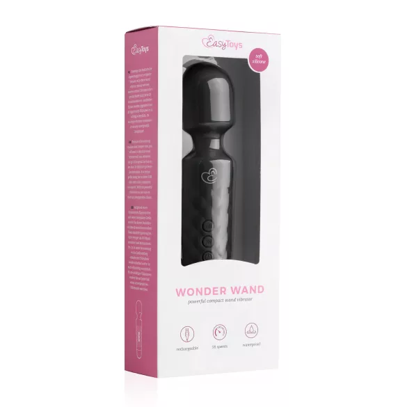 EasyToys - mini varita vibradora recargable - silicona negra