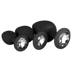 Easytoys Diamond - set de plugs anales - silicona negra