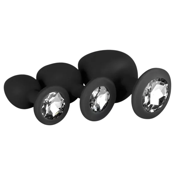 Easytoys Diamond - set de plugs anales - silicona negra