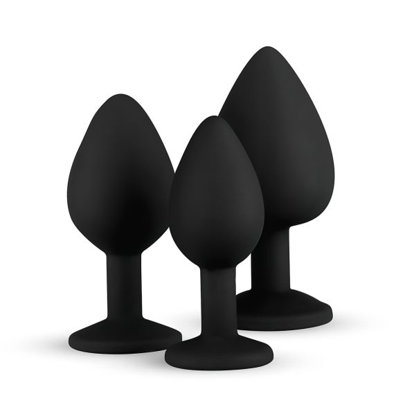 Easytoys Diamond - set de plugs anales - silicona negra