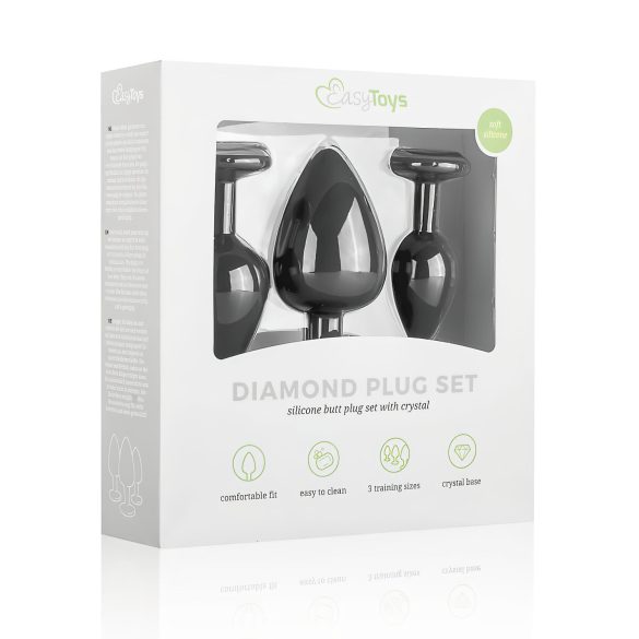 Easytoys Diamond - set de plugs anales - silicona negra